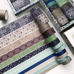 12 Rolls Washi Masking Tapes Set, Japanese Decorative Writable Vintage Washi Mas - Picture 1 of 1