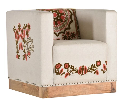Liana Beige Chair with Floral Design Cover
