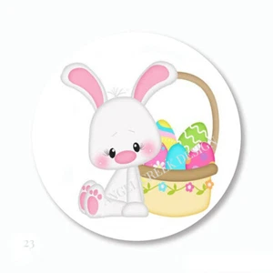 Easter Bunny Favors Scrapbook Stickers Envelope Seals Happy Easter Eggs Basket - Picture 1 of 1