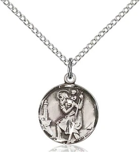 Sterling Silver Saint Christopher Catholic Medal Pendant Necklace 18" Chain Gift - Picture 1 of 3