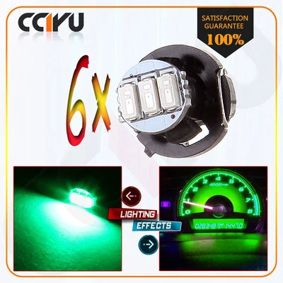 6 X Green 3SMD LED T4/T4.2 Neo Wedge A/C Climate Panel Light Lamp 10MM For Ford - Image 1 of 4