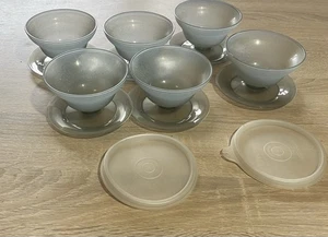 Tupperware Pudding Parfait Dessert Dishes Cups Bowls Set Of 6 Only 2 Lids - Picture 1 of 3