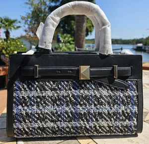 kate spade-Deco- Plaid Tweed Satchel/ Xbody- Black Multi- NWT- $428 - Picture 1 of 15