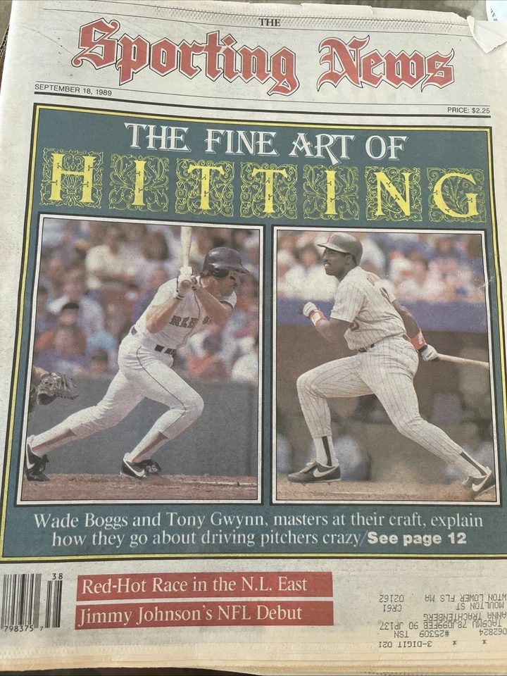 Sporting News - September 18, 1989 - Wade Boggs - Red Sox - Tony Gwynn - Padres - Image 1 of 1