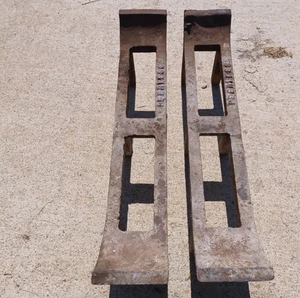 Rare Antique Pair 1900s Firedog Cast Iron Wood Log Holder Grate Cabin Fireplace - Picture 1 of 6