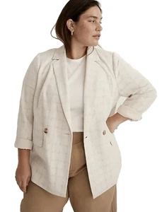Blazer MADEWELL NUEVO CON ETIQUETAS Caldwell Doble Pecho Gante Cuadros Ventana Marfil Talla 2X - Imagen 1 de 9