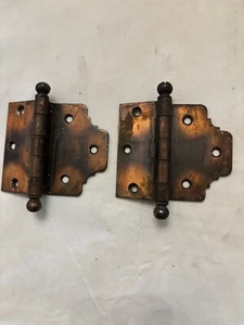 Pair of Antique Japanned Copper Flashed Surface Mount Half Mortise Door Hinges - Picture 1 of 3