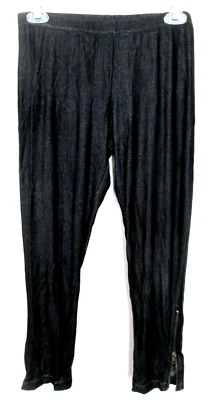 Steve Madden Pants Women Sz L Black Gray Stretch Leggings Elastic Waist Zip End - Image 1 of 4