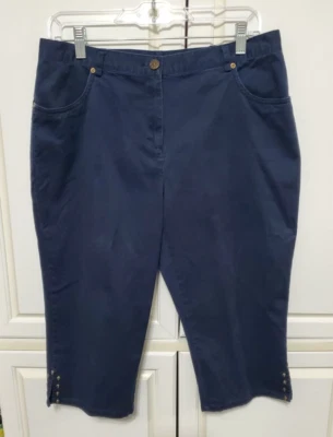 Hearts Of Palm Pants Women Navy Blue Cropped Mid Rise Capri Ankle Size 8 AAA-11 - Image 1 of 4