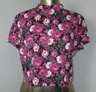 Olsenboye Black & Pink Floral Cropped Top Womens Size XL Chest 42 SS 324-31125