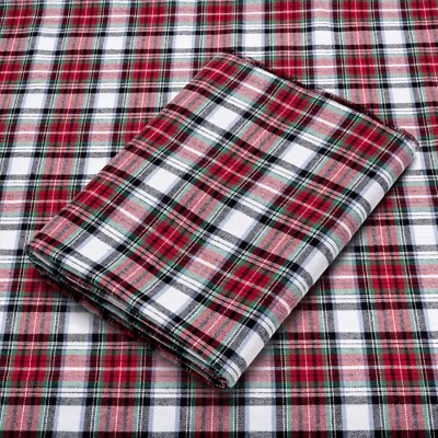 Red & White Plaid Cotton Flannel Fabric - 60" Wide - Sold by the Yard and Bolt - Image 1 of 4