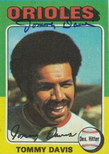TOMMY DAVIS BALTIMORE ORIOLES  SIGNED 1975 TOPPS CARD #564
