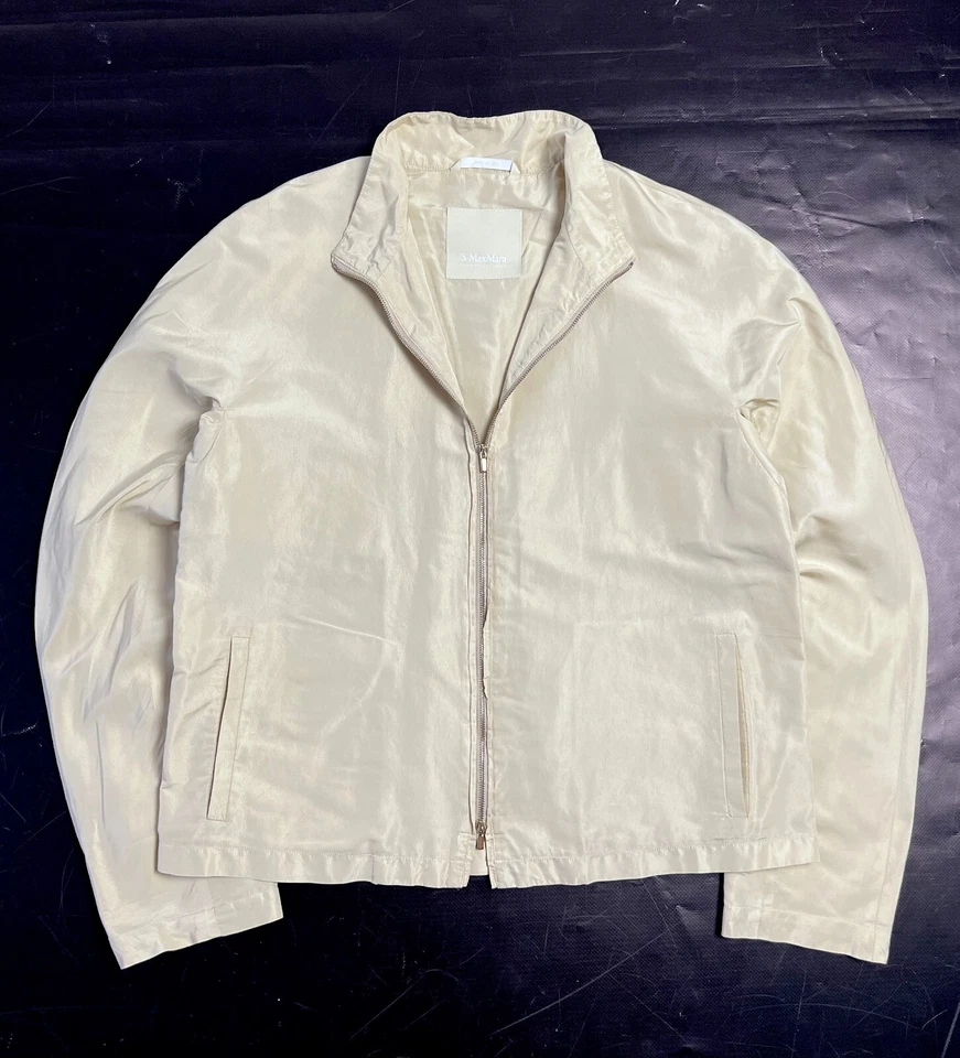 Women’s Ladies 'S Max Mara Creamy White Full Zip Silk Jacket - USA 10 UK 12 - Image 1 of 4