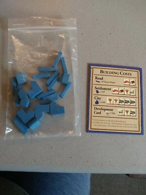 Tarjeta Colonos de Catán Azul Piezas de Repuesto 4 Ciudades 5 Asentamientos 15 Caminos Foto 1 de 4