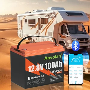 Batería 12V 100Ah Litio LiFePO4 Batería Bluetooth Batería Solar Autocaravana Barco - Imagen 1 de 11