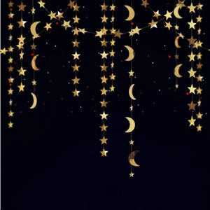 Gold Moon Star Garland Ramadan Decorations Hanging Twinkle Little Star Two the M - Picture 1 of 12