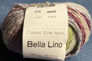 Classic Elite Yarns Bella Lino Yarn Garden #8549 Blue Green Purple Burgundy Gray