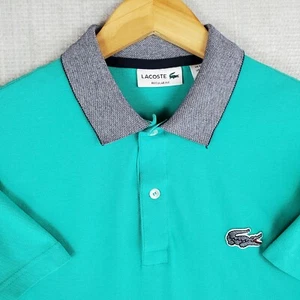 LACOSTE Size 5 Small Mens Aqua Big Croc Polo Sport Shirt 100% Cotton Golf Gator - Picture 1 of 12