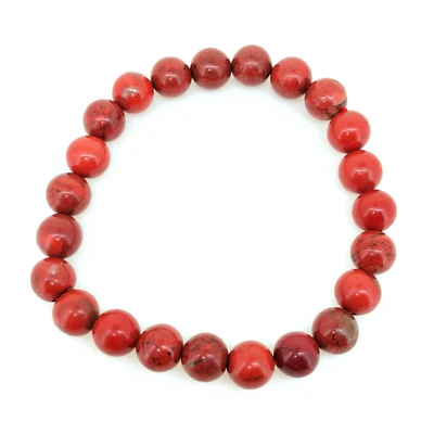 8 mm Natürlicher Roter Jaspis Runde Perlen Kristall Dehnbar Reiki Armband 7,2... - Bild 1 von 4