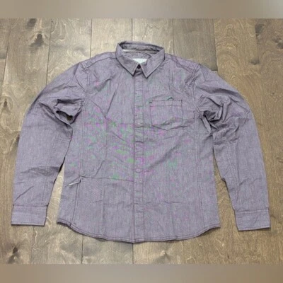 Bench Men's Long Sleeve Purple Collared Button Up Shirt with Pocket, Size Medium - Image 1 of 4
