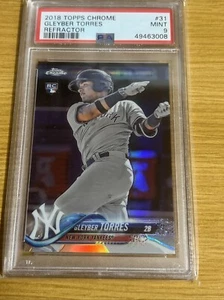 2018 Topps Chrome Gleyber Torres Refractor RC #31 PSA 9 MINT New York Yankees - Picture 1 of 2
