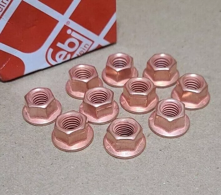 50x Für Audi Bmw Vw ETC Febi Bilstein Kupfermutter Kupfermuttern M8 SW12 M8x1,25 - Bild 1 von 1