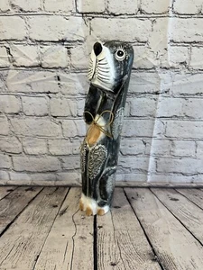 40 cm grau Blume Holz Shabby Hund Statue Ornament Fair Trade handgeschnitzt - Bild 1 von 10