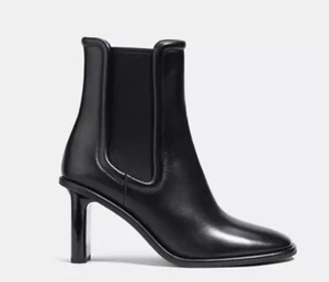 NWB Coach Black Geneva Leather Ankle Bootie Boots 7.5 CN127 $295 - Picture 1 of 4