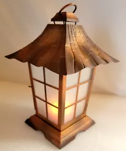 Partylite Asian Copper Pagoda Lantern Hurricane Candle Holder 12" Tall x 8.5" - Picture 1 of 10