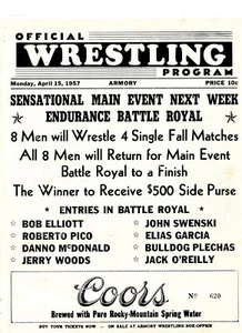 WRESTLING PROGRAM 4/15/1957 ALBUQUERQUEO BOB ELLIOTT(ELLIS) PLECHAS BOLO GARCIA - Picture 1 of 2