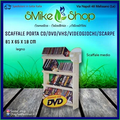 Scaffale  porta Cd/Dvd/Videogiochi/Vhs/Scarpe/Libri , in legno. 81x65x18 cm - Immagine 1 di 4