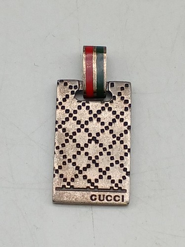 Ciondolo Charm Top Argento 925 Originale GUCCI Logo Diamante Piatto Shima