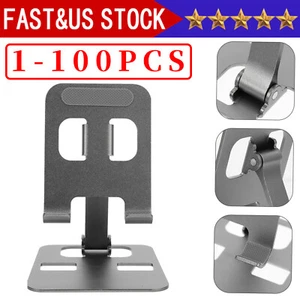 Universal Adjustable Metal Desk Tabletop Phone iPad Tablet Stand Foldable Lot - Picture 1 of 21