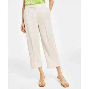 Bar III Women's flax Mid Rise Cropped Wide-Leg Linen-Blend Pants SZ 2 - Picture 1 of 4