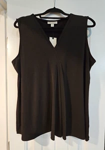 NWT Dana Buchman Knot Front, V-Neck Black, Flattering Sleeveless Size XL A131 - Picture 1 of 4