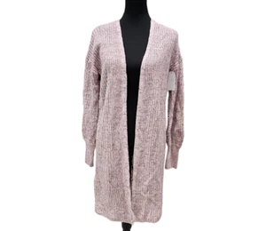 Time And Tru Womens Long Shaker Open Cardigan Medium 8/10 Rose Herb Pink - Picture 1 of 3