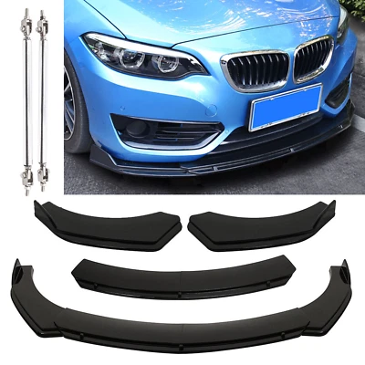 Front Bumper Lips Splitter Spoiler Body Kit +Strut Rods For BMW  5.9" to 11" Foto 1 de 4