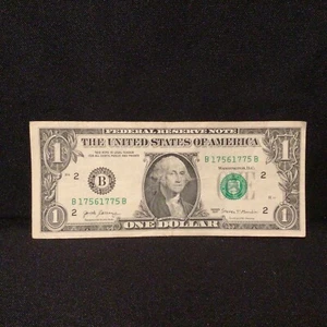 Bookend Tombstone Double Date Serial Number $1 One Dollar Bill Note B 1756-1775 - Picture 1 of 6