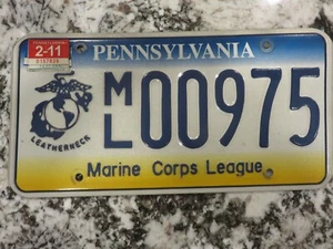 Pennsylvania PA License Plate ML 00975 Marine Corps League "Leatherneck" RARE EX - Picture 1 of 2