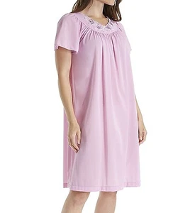 Shadowline Short Gown with Flower Petal Embroidery and Flutter Sleeves - 36280 - Picture 1 of 17