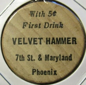 Vintage Samt Hammer Phoenix, AZ Holz Nickel - Medaille Arizona - Bild 1 von 2