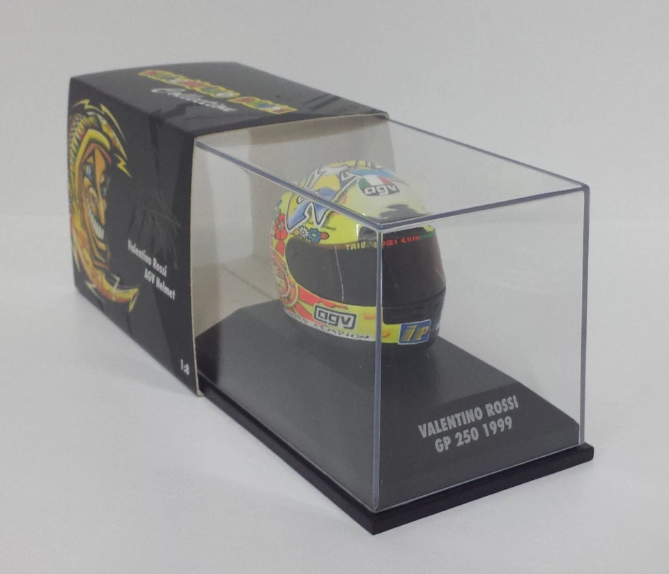 MODELLINO CASCO HELMET SCALA 1:8 MINICHAMPS VALENTINO ROSSI WORLD CHAMPION 1999 - Immagine 1 di 4