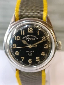 WEST END WATCH CO. SOWAR PRIMA WINDING BLACK DIAL D.3202 SWISS MEN FULL WORKING - Picture 1 of 22