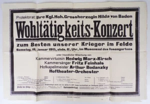 Plakat Wohltätigkeit Konzert Großherzogin Hilda von Baden 1915 WW1 - Bild 1 von 6
