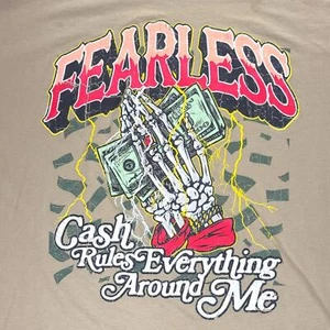 Fearless Cash Rules Everything Tee 4XL Vibes Praying Skeleton Graphic Shirt - Bild 1 von 5