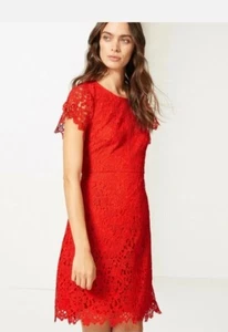 Stunning M & S red embroidered Lace Dress Size 12 cruise/cocktail party Summer - Picture 1 of 13
