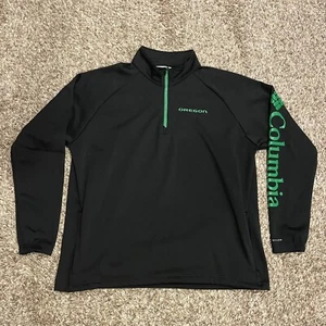 Columbia PFG Oregon Ducks Black Green 1/4 Pullover Heavyweight XXL Omni-shade - Picture 1 of 13