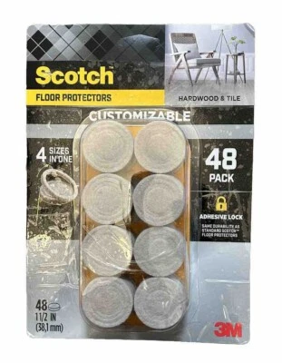 Scotch Floor Protectors Custom Fit 4 Sizes in One Furniture Felt Pads 48 Pack - Image 1 of 2