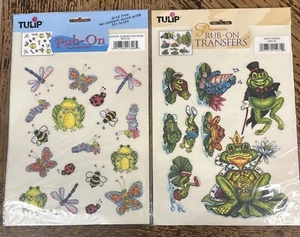 (2) Rub-On Transfers by Tulip Acid Free Country Garden Critters Happy Frogs - Picture 1 of 3