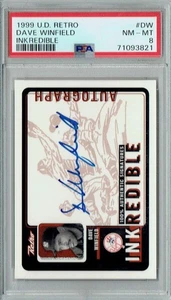 PSA 8 NM-MT Dave Winfield 1999 U.D. Retro #DW Rare Trading Card Inkredible - Picture 1 of 1